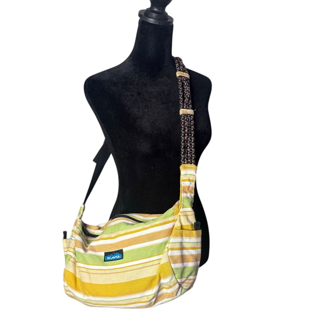 Kavu Striped Yellow and Green Women's Bag
